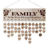Calendrier d'anniversaire familial en bois Plaque décorative d'anniversaire à suspendre au mur Cadeaux pour les mamans et les papas A6