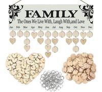 Calendrier d'anniversaire - GH - Bois - 50 Disques Ronds - DIY - Tenture Murale