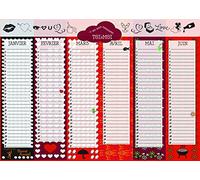 Calendrier d'Anniversaire Perpétuel pour Anniversaires - 30 x 42 cm - Sans Année (COUPLE) - Format A3 - Poster Inscriptible