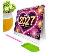 Calendrier d'Art en Gemmes 2027 - Décoration Mensuelle Créative Fait Main,Calendrier De Bureau Peinture Art Gemme,Pour Vacances Fête Maison Chambre ole Dortoir Appartement Voyage