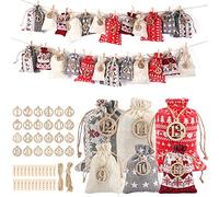 Calendrier de Avent Vide a Remplir 2025, Sac pour Calendrier de l'Avent en 2 Tailles, Pochon Tissu Calendriers de Avent Pour Enfant avec Numeroté