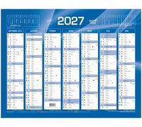 Calendrier de banque mural - Année 2027-14 mois : Décembre à Janvier - Format : 21x27cm - Bleu - Quo Vadis