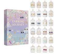 Calendrier de bijoux festif - Compte à rebours en acrylique 2D - Ensemble de boucles d'oreilles de 24 jours - Affichage de fête de vacances, accessoires pour activités de réunion, cadeau de fête