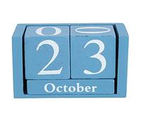 Calendrier De Bloc En Bois, Calendrier De Bureau Perpétuel De Bureau Quotidien, Vintage Avec Réutilisable élégant Et Pratique Pour la Décoration De Bureau à Domicile(bleu)
