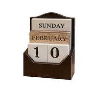 Calendrier De Bloc En Bois Vintage For Bureau, Affichage La Date Rotatif Perpétuel, Blocs À Bascule Manuels For Décoration Domicile Rustique For Salle D'étude(Vintage Black)