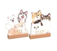 Calendrier de bureau - 11,9 x 2,9 x 3,0 cm - Planificateur de bureau sur le thème des animaux de compagnie pour planification, planificateur scolaire avec motif de chiot et , pour