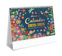 Calendrier de bureau - 18 mois de janvier 2025 à juin 2026 | Calendrier de table | Calendrier de bureau | Calendrier 2025 à fleurs | Calendrier de table pour la maison et l'école