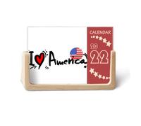 Calendrier de bureau 2022 avec drapeau du monde I Love America 12 mois