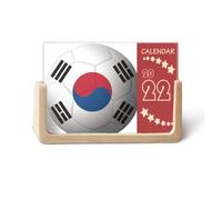 Calendrier de bureau 2022 avec drapeau national de la Corée et football - 12 mois