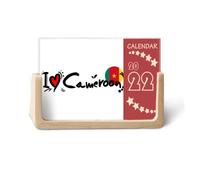 Calendrier de bureau 2022 avec illustration de cœur I Love Cameroun - 12 mois
