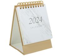 Calendrier de Bureau 2024 en Papier, Petit Modèle Décoratif à Poser | Support Debout Stable, Base Pliable, Reliure Spirale Solide, Surface Lisse pour Notes, Anniversaires, Fêtes, Dortoir