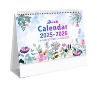 Calendrier de bureau 2025-2026, calendrier de bureau fleuri, calendrier mensuel d'art - De janvier 2025 à juin 2026, calendrier planificateur pour l'école à la maison, décoration de table