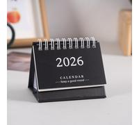 Calendrier de bureau 2025-2026, petit calendrier de bureau 2025-2026, couleur unie, mini calendrier familial 2025-2026 (noir)