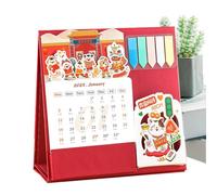 Calendrier de bureau 2025 avec porte-stylo, calendrier sur pied avec notes adhésives - Calendrier amovible pour la maison
