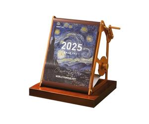 Calendrier de bureau 2025, calendrier mécanique à manivelle coloré de 12 2025, bureau rétro, ornements de légers, calendrier de table, métal d'entreprise, cadeau de Noël