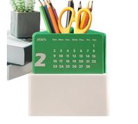 Calendrier de bureau 2025 - Petit calendrier mensuel de bureau avec porte-stylo - Calendrier de bureau 2025, porte-stylo pour bureau, table, étagère