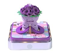 Calendrier de bureau 2026 3D avec lumière LED - Pièce de temps détachable en papier pour décoration de maison et de bureau (roses violettes)