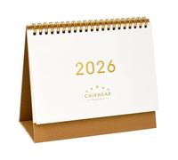 Calendrier de bureau 2026, 65,6 x 20,3 x 21,2 cm, calendrier de bureau mensuel à reliure à double spirale (blanc)