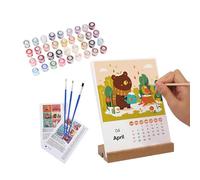 Calendrier de bureau 2026 à 21 x 29 cm, peinture manuelle, planificateur mensuel 2026 avec pinceau et peinture acrylique | Décorations de bureau pour la maison et l'école en utilisant des accessoires