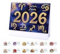 Calendrier de bureau 2026 à faire soi-même avec motifs de 12 mois et support, cadeau de Nouvel An pour la famille, les amis - 02-Constellation