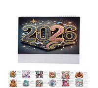 Calendrier De Bureau 2026 À Faire Soi-même Avec Peinture Diamant, Calendrier À Feuilleter 12 Mois, Page Par Mois, Cadeau Artisanal À Faire Soi-même