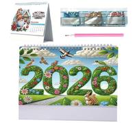 Calendrier de bureau 2026 à faire soi-même - Design créatif - En papier épais - Avec liste de choses à faire - Ornements - Peinture diamant - Calendrier mensuel à rabat pour la maison et le bureau