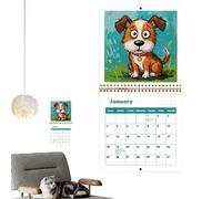 Calendrier De Bureau 2026 - Agenda Chien Mensuel Hebdomadaire Quotidien - Calendrier de Bureau 2026 Décor Mural Mignon - Pour Rendez-Vous Agenda Emploi Du Temps Académique Décor Maison École Sa