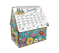 Calendrier de bureau 2026 avec boîte de rangement pour peinture diamant à faire soi-même, design créatif, calendrier mensuel à rabat en forme de petite maison, pour organiseur de bureau à domicile