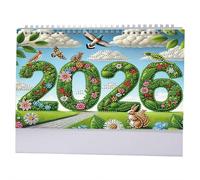 Calendrier de bureau 2026 avec peinture diamant à faire soi-même, calendrier de bureau à rabat, calendrier de 12 mois pour la planification de la décoration