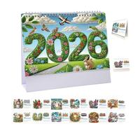 Calendrier de bureau 2026 avec peinture diamant à faire soi-même, calendrier mensuel à rabat pour la maison, le bureau, l'ornement de bureau, bricolage, cadeau