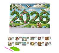 Calendrier de bureau 2026 avec peinture diamant à faire soi-même, calendrier mensuel à rabat pour la maison, le bureau, l'ornement de bureau, bricolage, cadeau
