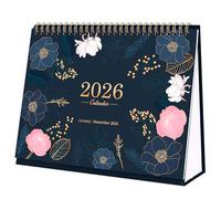 Calendrier de bureau 2026 - Calendrier 2026 au Royaume-Uni de janvier 2026 à décembre 2026, pages mémo mensuelles, 25,4 x 21,1 cm, calendrier de bureau debout avec reliure solide à double spirale