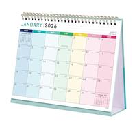 Calendrier de bureau 2026 - Calendrier 2026, de janvier 2026 à décembre 2026, calendrier de bureau sur 12 mois, commence le lundi, 25,3 x 20,5 x 7,8 cm, motif écossais arc-en-ciel