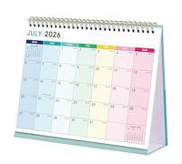 Calendrier de bureau 2026 - Calendrier 2026, de janvier 2026 à décembre 2026, calendrier de bureau sur 12 mois, commence le lundi, 25,3 x 20,5 x 7,8 cm, motif écossais arc-en-ciel