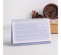 Calendrier de bureau 2026, calendrier de bureau 2026, 21 x 7 x 13 cm, pages de mémorandum, à spirales, planificateur mensuel à spirale au design simple (violet)