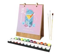 Calendrier De Bureau 2026 - Calendrier De Bureau À Colorier - Organiseur Créatif avec 12 Peintures à l'Huile Originales pour Enseignants Scolaire Adulte Enfant