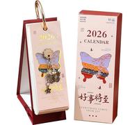 Calendrier de bureau 2026 - Calendrier de bureau de janvier 2026 à décembre 2026, 6,1 x 15,2 cm, 365 jours de peinture à l'huile vintage, citations inspirantes, agenda quotidien à sens unique