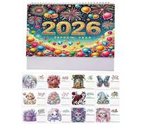 Calendrier de bureau 2026 - Calendrier de bureau Gem Art | Calendrier de table mensuel de table | Planificateur personnel de gestion du temps pour organiser des listes de choses à faire - 24 x 19 x