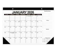 Calendrier de bureau 2026 - Calendrier mural de 18 mois - Janvier 2026 à juin 2027 - Avec liste de tâches - Papier épais - Cordon