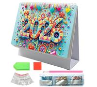 Calendrier de bureau 2026 D I Y avec peinture sur pierres précieuses - Décoration mensuelle et planificateur d'objectifs | Organiseur d'art diamant pour rendez-vous, gestion du temps, décoration de