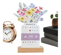 Calendrier De Bureau 2026,Design Floral Décoration Maison Planificateur Familial Avec Base En Bois - Calendrier Mensuel de Bureau 2026 - Pour Dortoir Hôtel Salle De hambre École Travail Appart
