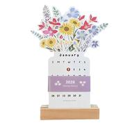 Calendrier de bureau 2026, design floral pour la maison, décoration familiale avec base en bois, calendrier pour la chambre d'école, bureau, appartement, dortoir
