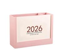 Calendrier de bureau 2026 et porte-stylos - Page de planification intégrée pour une planification efficace de la maison ou de l'organisation - Calendrier de bureau avec porte-stylos