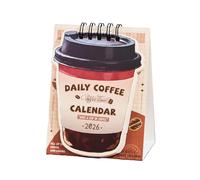 Calendrier de bureau 2026 - Motif café - Agenda décoratif | Calendrier de bureau pour l'année 2026 - Convient pour la maison, la salle de classe, le réfrigérateur, le père, les hommes