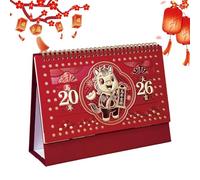 Calendrier de bureau 2026 | Nouvel An chinois avec écriture,Année du cheval 2026 Calendrier de 12 mois - Pour la maternelle Bureau Coin d'étude Étudiant Enfants Adultes Enseignants