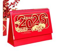 Calendrier de bureau 2026 - Nouvel An chinois - Décoration d'intérieur - Année du cheval - Planificateur de table - Calendrier sur pied - Pour la maison, le bureau, l'étude, le salon, la chambre à
