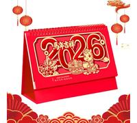 Calendrier de bureau 2026 - Nouvel An chinois porte-bonheur pour décoration d'intérieur, calendrier annuel de bureau pour planifier le suivi de la table, la chambre à coucher, la maison, l'étude de la