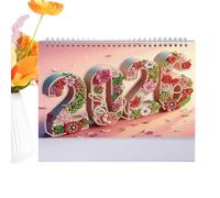 Calendrier de bureau 2026 - Peinture d'art strass - Planificateur de tâches - Ornement de table - Calendrier de bureau 2026 - Calendrier monétique pour enfants, adolescents, adultes - Salle d'étude