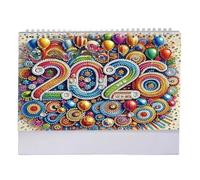 Calendrier de bureau 2026 - Peinture d'art strass - Planificateur de tâches - Ornement de table - Calendrier de bureau 2026 - Calendrier monétique pour enfants, adolescents, adultes - Salle d'étude