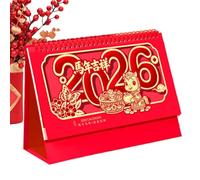 Calendrier de bureau 2026, planificateur mensuel chinois porte-bonheur - Calendrier de bureau annuel pour le Nouvel An - Pour vacances, festival, maison, bureau, famille, amis, collègues de travail